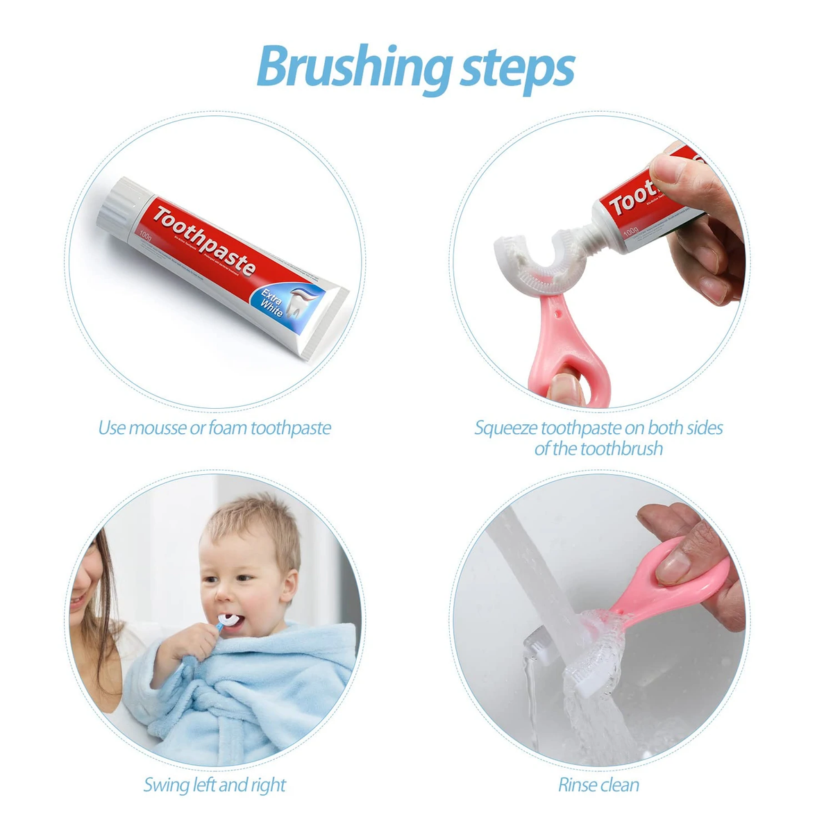 Baby Toothbrush Children's Teeth Cleaning Brush Kids U-Shaped Toothbrush