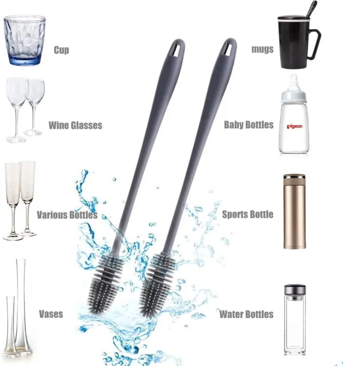 Silicone Feeder Bottle Brush Glass Brush Cup Brushes Long Handle