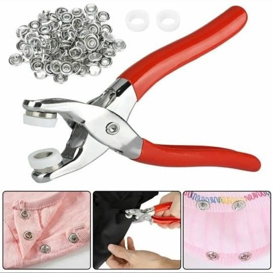 Hand Press Button Plier – Heavy Duty Metal Body with 50 Buttons