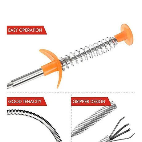 Metal Flexible Wire Brush Drain Cleaner | Sink, Sewer & Pipe Dredging Tool | Clog Remover