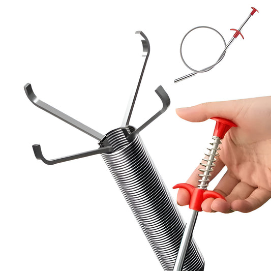 Metal Flexible Wire Brush Drain Cleaner | Sink, Sewer & Pipe Dredging Tool | Clog Remover