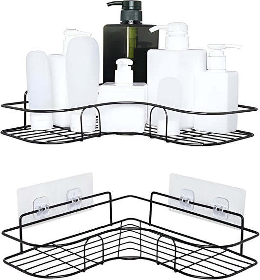 Premium Export Quality Powder Coated Metal Corner Rack For Bathroom & Kitchen with 2 hooks
