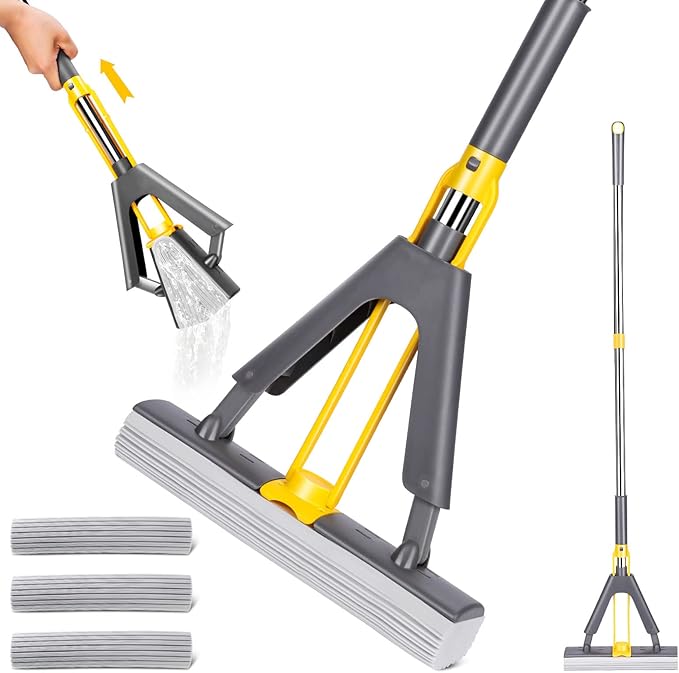 Self-Squeeze Sponge Mop – Hands-Free Floor Cleaning with Highly Absorbent Sponge