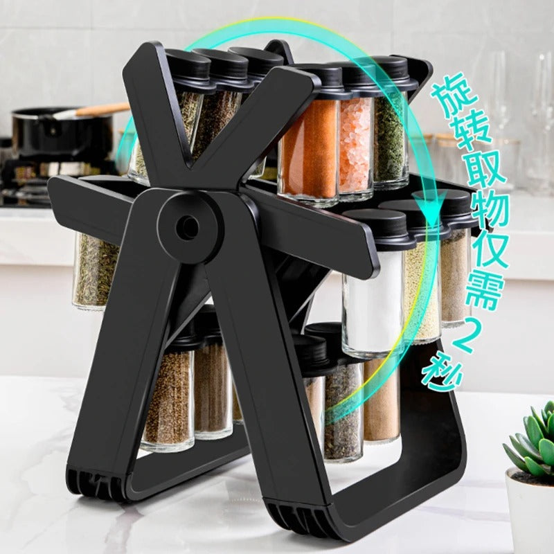 18-Jar Rotating Spice Rack Organizer Set