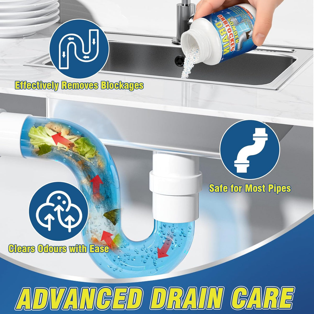 Powerful Toilet & Sink Clog Remover Drain Cleaner Powder (100g) Buy 1 Get 1 free