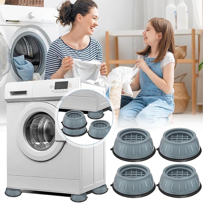 4 Pack Anti-Vibration Pads for Washing Machine and Dryer - Shock Noise Cancelling Anti-Walk Stabilizer