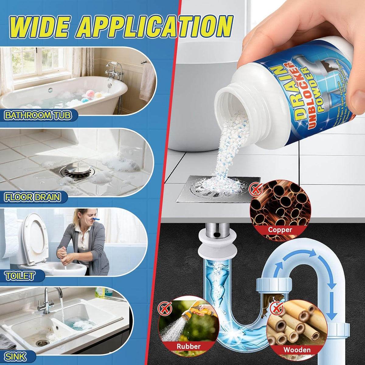 Powerful Toilet & Sink Clog Remover Drain Cleaner Powder (100g) Buy 1 Get 1 free