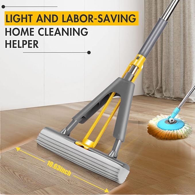 Self-Squeeze Sponge Mop – Hands-Free Floor Cleaning with Highly Absorbent Sponge