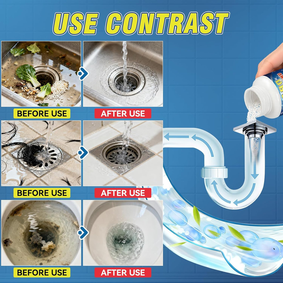 Powerful Toilet & Sink Clog Remover Drain Cleaner Powder (100g) Buy 1 Get 1 free