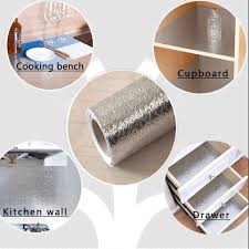 Silver Foil Kitchen Waterproof & Oil Proof| Aluminum Foil Self-Adhesive Sheet for Stove Cabinets & Walls – Heat Resistant