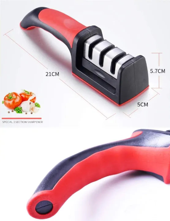 3-in-1 Knife Sharpener With Fruit And Meat Knife Peeler.3-Stage Diamond Coated Knife