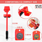 Heavy Furniture Moving Tool (5 In 1) Slider Remover Rolling Wheels