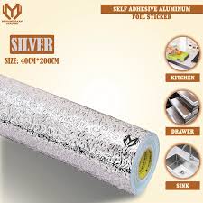 Silver Foil Kitchen Waterproof & Oil Proof| Aluminum Foil Self-Adhesive Sheet for Stove Cabinets & Walls – Heat Resistant