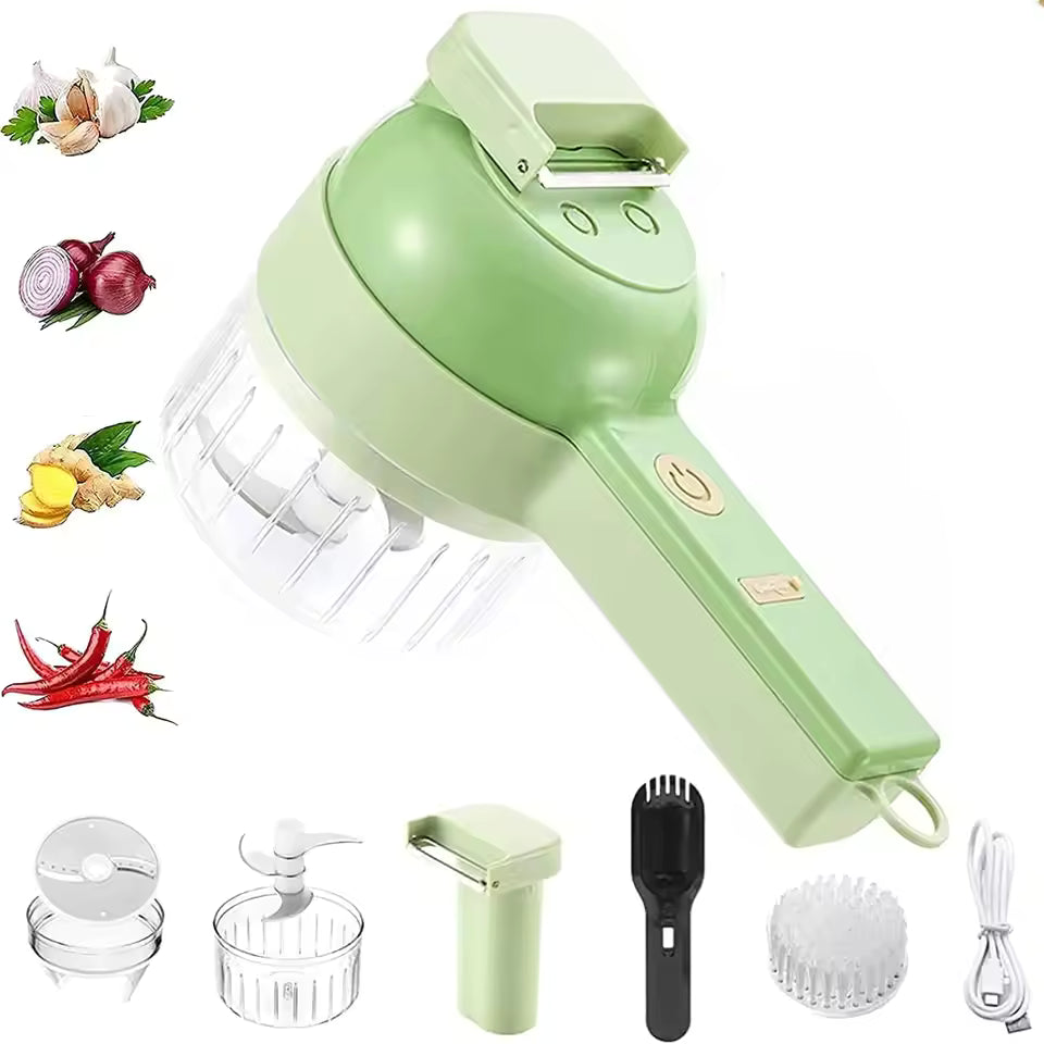 4 In 1 Handheld Rechargeable Vegetable Cutter Chopper